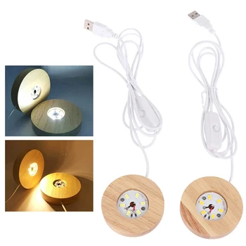 Drevené LED Svetlo Dispaly Základ Drevené Noc Lampa Base Svetla LED Displej Crystal Ball Dreva Svetelný Base