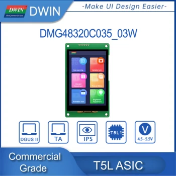DWIN 3,5 Palcový TFT TN/IPS LCD Modul Obchodné HMI Obrazovka Dotykový Displej TTL 320*480/320*240 DMG32240C035_03W/ DMG48320C035_03W