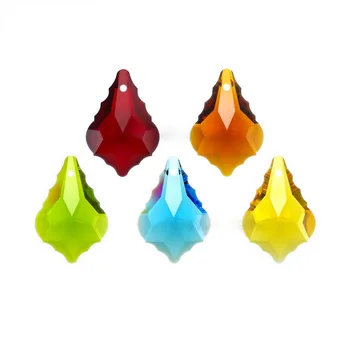 Farba Crystal Prism Suncatcher Obojstranné Javorový List Visí Prívesok Korálky Opony Luster Časti Domov Svadobná Výzdoba