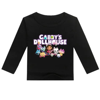 Gabby je domček pre bábiky Jar Dievčatá Oblečenie Gabby Mačky Chlapci Tričko Oblečenie Deti T-shirts Bežné Dlhými Rukávmi Tričko Deti Topy