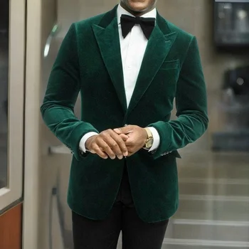 Green Velvet Mužov je Svadobný Tuxedos Slim Fit taliansky Štýl Dvoch-Dielny Oblek Vlastné Sako s Nohavice 2023 Formálne Módne Kostýmy