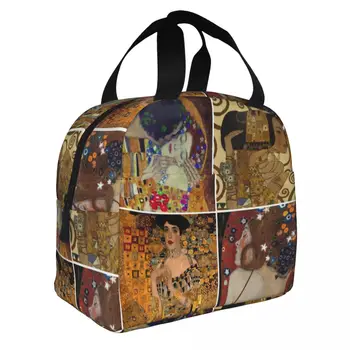 Gustav Klimt Freyas Izolované Obed Tašky Strom Života Kiss Adele Bloch-Bauer Lady Jedlo Nádoby Chladiča Tote Taška Lunch Box