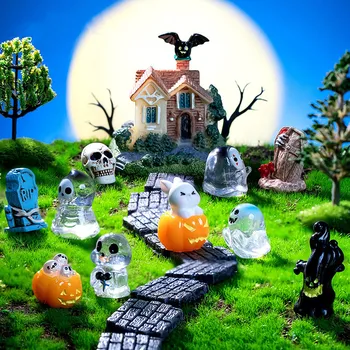 Halloween Dekorácie, Ozdoby Mini Ghost Tekvica Figúrka Záhrada Micro Krajiny Ozdoby Živice Remesiel Miniatúry Domova