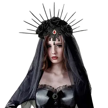 Halloween Svadobné Šaty Up Závoj Hlavový Most Gotický Koruny Oka Black Rose Retro Európe A Amerike Zdobiť Vianočné Hranie Rolí
