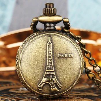 Klasický Paríž Orientačný bod Eiffelova Veža Drobné Bronzové Náhrdelník Hodinky pre Deti, Mužov, Ženy Prekrásny Prívesok Reťazca Retro Chronometra Darček