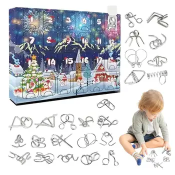 Kovové Puzzle Adventných Kalendárov 2023 24 Dní Vianočné odpočítavanie Náročné a Zaujímavé Puzzle Hra, Vzdelávacie a Zábavné