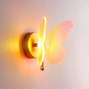Kreatívne Luxusné Nordic Motýľ Farebné Nástenné Svietidlá Svietidlá pre Nočné Uličky Pozadí Steny Svetlo Domova Osvetlenie