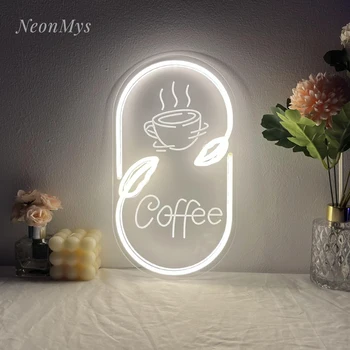 Káva Vyrezávané Neónové svietidlo LED shop Bussiness po Stene Visí Neónový nápis Strany Domáce Dekorácie Svetelné kaviarne Svetlo Podporu Vlastné