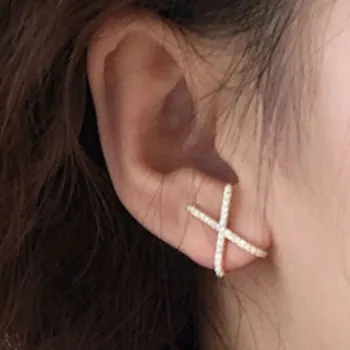 Kórea je Horúca Predaj Módne Šperky Jednoduchý Kríž X Tvar Medi Vykladané Zirkón EarringsTemperament Žien Denne All-Zápas Náušnice