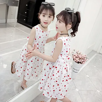 Kórejský detské Oblečenie 2023 Letné Deti bez Rukávov Šaty Deti Sundress Sklzu Šaty Módne Dievčatá Oblečenie Dieťa Ružové Šaty