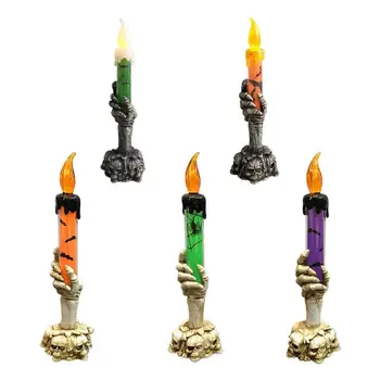 Lebka sviečkach Prenosné Horor Halloween Dekorácie, Sviečky LED Svetlá Lebky Drží Sviečka, Lampa Strašidelný Dom Ozdoby