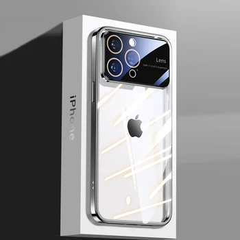 Luxusné Lode Veľké Okno Jasné puzdro Pre iPhone 14 13 12 11 Pro Max XR XS X 7 8 Plus Pevného PC Sklo Objektívu Fotoaparátu Chránič Kryt