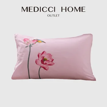 Medicci Domov Chinoiserie Spálňa Vankúš Sham Zahŕňa Princezná Ružová Farba Vták Lotus Emboidery Spanie obliečok Shell 48x74cm