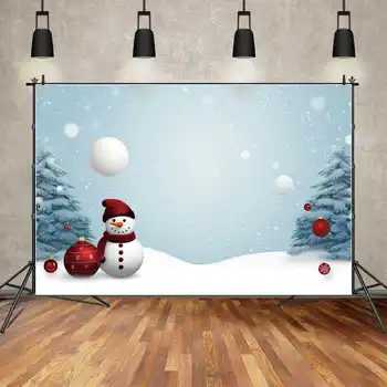 MESIAC.QG Fotografie Kulisu Vianočných Snowflake Loptu Snehuliak Borovica Vonkajšie Pozadí Strany Rámu Studio Photo Booth Rekvizity