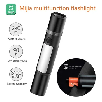 Mijia Multi-funkčné LED Baterka Zoomovateľnom Ultra Svetlé Pochodeň Okno Istič Bezpečnostného Pásu Fréza Auto Núdzové Svetlo 3100mAh