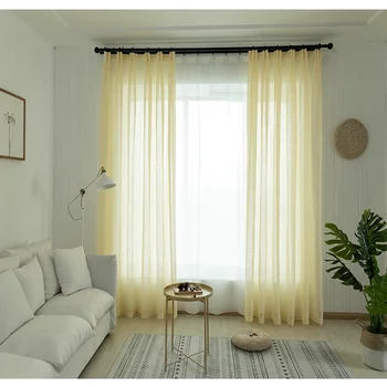Moderné svetlo žltá priesvitné Závesy pre obývacia izba čiastočne tieňovanie tieni kuchyňa, spálňa, obývacia izba opony tylu vlastná veľkosť