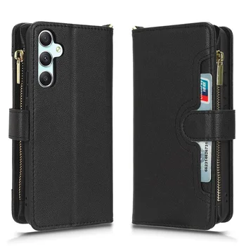 Multi-card Luxusné Kožené Zips Flip Peňaženky obal Pre Samsung Galaxy A34 34 5G GalaxyA34 Držiteľa Karty Stojan, Kryt Telefónu