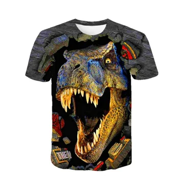 Móda dinosaura T Shirt Lete Cartoon 3D Vytlačené Chlapci Dievčatá Krátky Rukáv Chlapec Bežné dinosaura Oblečenie Letné krátke rukávy top