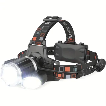 Nabíjateľná Svetlomet Super Jasné LED Vedúci Svetlo Kemp s Červeným Svetlom, 4 Režimy USB Dobiť Baterku, Nepremokavé Svetlometov