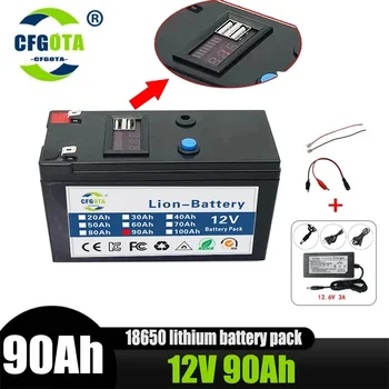 Nové 18650 12V 90Ah Li-ion Batéria,vstavaná BMS,Pre Postrekovač, Elektrické Vozidlo, LED Lampa,Vysoká Kapacita Lítium Batterie