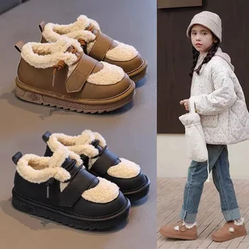 Nové Dievčenské Čižmy Zimné Chlapci Outdoorové Topánky Deti Teplé Oblečenie, Topánky Pohodlné Anti-Klzké Deti Bavlna-čalúnená Topánky