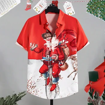 Nové Letné 3D Veselé Vianoce Tlač Shirts & Blúzky Vianočný Darček Sobov Grafické Vianočné Tričko Havajské Košele Mužov Topy