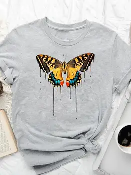 Oblečenie Cartoon Sladké Motýľ, Láska Tlač Grafické T-shirt Pani Móda Ženy Krátkym Rukávom Letné Žena Tričko Tee
