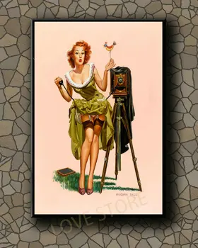 P343 Vintage Krásne Pin-up Girl Klasický Obrázok 473 Hodvábna Tkanina Plagát Art Decor Vnútorné Maľby Darček