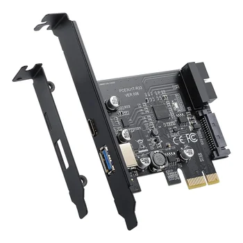 PCI-E 1X USB 3.2 Gen1 USB3.2 Typ-C Predné Kartu Adaptéra 2 Porty (Typ C+ Typ A) Rozširujúca Karta