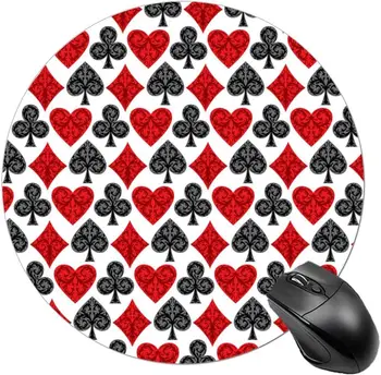 Playing Card Poker Kolo Podložka pod Myš Roztomilý MousePads Non-Slip Mouse Mat pre Prenosný Počítač Úradu Práce Domov 7.9x7.9 Palec