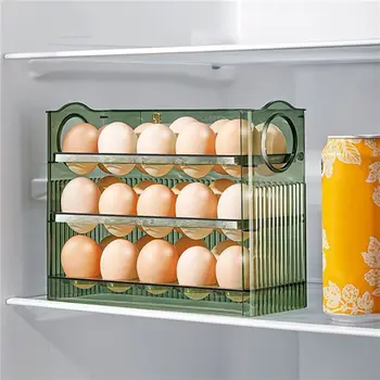 Pohodlné, Odolné Úspora Priestoru Multi-layer Flip Vajcia Držiteľ Chladnička Organizátor Potravín Kontajnerov Vajcia Úložný Box Zásobník na Vajcia