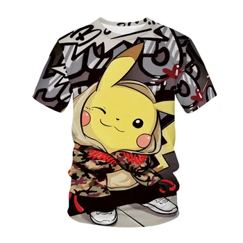 Pokémon Pikachu Pokémon Anime, Manga 2023Summer Ležérne Módne Cartoon Deti S Krátkymi Rukávmi Kolo Krku T-shirt 4-14y Deti