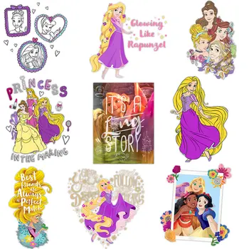 Princezná Rapunzel Dlhé Vlasy Tepla Stlačte Vytlačí Žehlička na Obtlačky prestupu Nálepky na Oblečenie