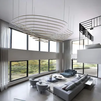 Prispôsobený Veľký Hliníkový Krúžok S Príveskom, Svetlá Obývacia Izba Svietidlá Moderný Prívesok Svetlo Nordic Loft Závesné Lustre