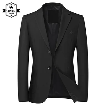 Pánske Čierne Sako Bundy Soild Výšivky Bežné Denné Obleky Slim Fit Kórejský Štýl Outwear Singel Svojim Elegantné Luxusné Coats