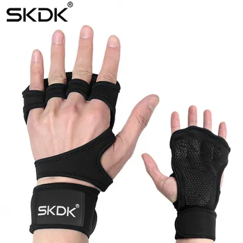Pár Športové fitness rukavice, dlaň a zápästie silikónové chrániče proti sklzu vo vzpieraní športové palm chrániče