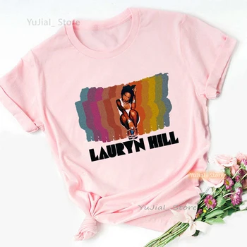 Rainbow Lauryn Hill Tlač Ružové Tričko Ženy Fugees Hudby, Hip Hop T-Shirt Estetické Ženské Oblečenie Letné Topy Tee Tričko Femme
