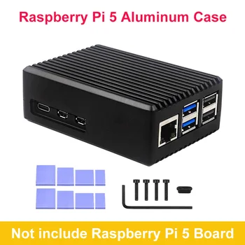 Raspberry Pi 5 Hliníkové Prípade Kovové Zliatiny, Pasívne Chladenie Plášťa Krytu S Silikónové Heatsinks pre Raspberry Pi 5