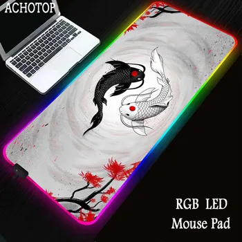 RGB Podsvietenie, Podložku pod Myš, Japonský Ryby Mouse Mat Herné Rýchlosť Klávesnice Podložky Office Gumy Stôl Mat Pc Gamer LED Mousepad 40x90cm