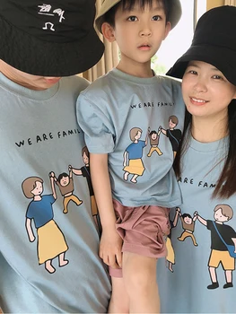 Rodič-dieťa Letné Nosenie 2022 Novú Rodinu, Tri Krátke rukávy T-shirt Japonský Cestovné Rodinné Nosenie 4-6y 7-12y
