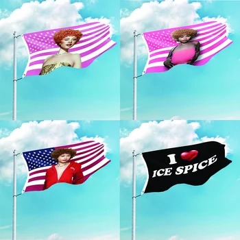 Ružová Vlajku USA Ice Korenie Spevák a Rapper Päť-Špicaté Hviezdy v Spojených Štátoch Amerických, Láska Banner 90*150 cm Vnútorné Vonkajšie Polyester