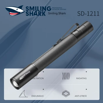 S úsmevom Shark SD1211 Pero Ľahké Prenosné Zoomovateľnom Nabíjateľná Baterka Nepremokavé Pochodeň Svetla pre Kempovanie Turistika Vonku