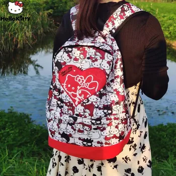 Sanrio Hello Kitty Nové V Tvare Srdca Dizajne Trend Batoh Ženy Japonsko Kórejská Štýl Estetické Tašky Y2k Študent Anime Aktovka