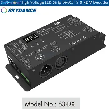 Skydance S3-DX DMX512 & RDM Dekodér 110V 220V AC 4.5 RF 2.4 G Bezdrôtový DMX Prijímač S XLR3 a RJ45 Port pre AC RGB LED Pásy