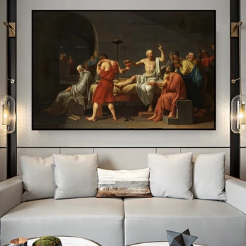 Slávny obraz smrti Sokrata Plátno Maľovaní Plagátov a tlač na Plátno na Stenu Umenie Obrázok pre Obývacia Izba Domova