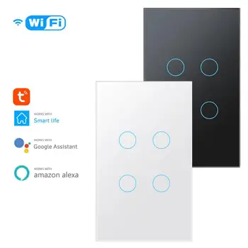Smart Wifi, Dotykový Spínač Č Neutrálny Vodič Vyžaduje Smart Home 1/2/3 Gang Light Switch 220V Podporu Alexa Tuya App 433RF Diaľkové