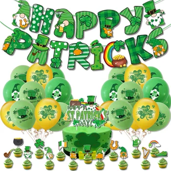 St. Patrick 's Day Dekorácie Šťastie, Ďatelina Klobúk Írska Ďatelina Banner Balón Tortu Vňaťou pre Happy St. Patrick' s Day Írskej Strany
