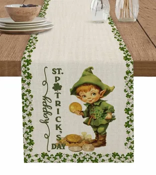 St Patrick ' s Day Ďatelina Elf Stôl Runner Svadobné Jedlo Dekorácie Kuchyňa Jedálenský Obrus