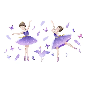 Tancujúce Dievča Pierko Motýľ Stenu, Nálepky DIY Pozadí Steny Obývacia Izba, Spálňa Domova Samolepiace Nálepky proti hnilobe