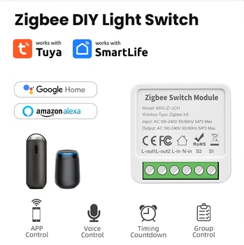 Tuya Zigbee 1/2/3/4 Smart Gang Switch Modul 2 Spôsob Kontroly DIY Istič Smart home Pracovať s Alexa Domovská stránka Google Yandex alice